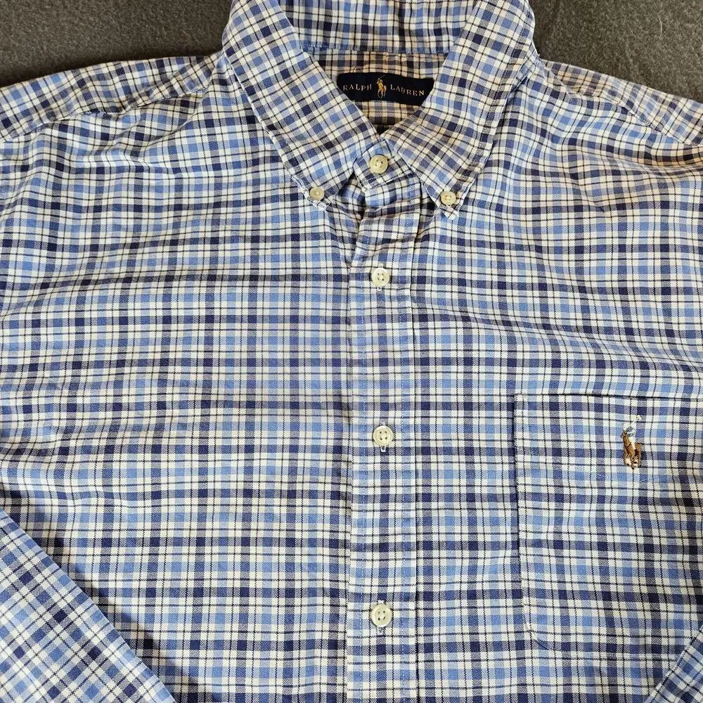 Polo Ralph Lauren Button Down Men's Shirt Size 2XL XXL Blue Plaid